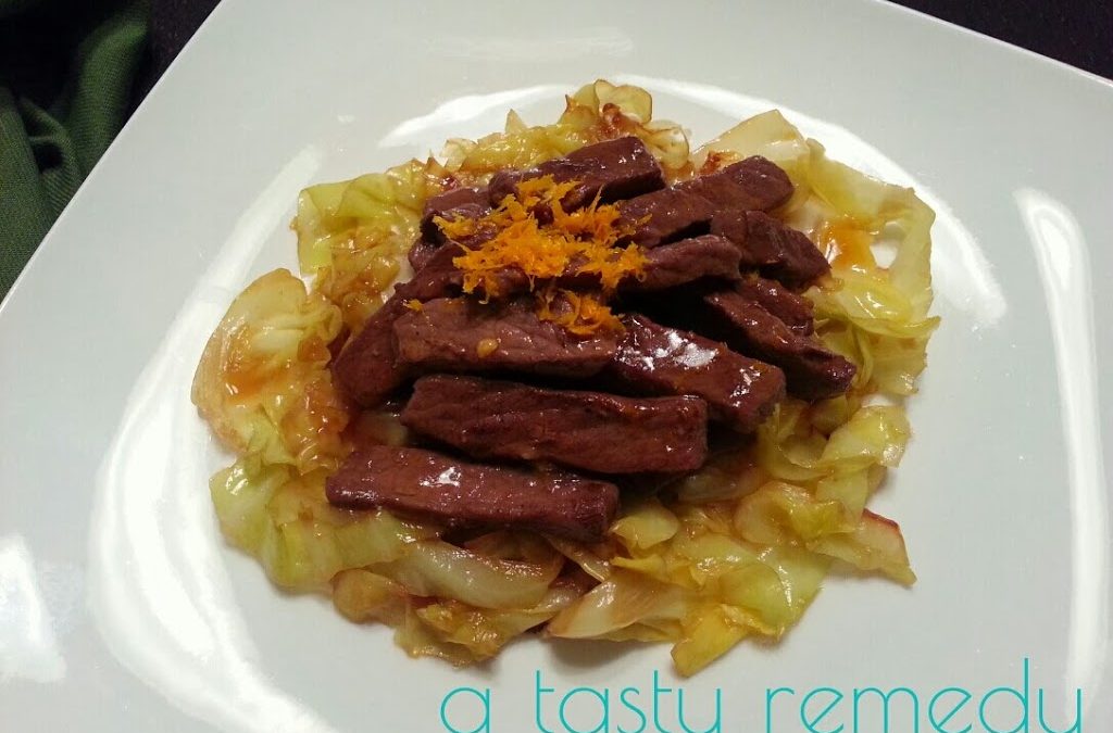 Orange Beef with Fried Cabbage Noodles (aka Caboodles)