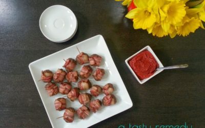 Bacon Burger Bites with Savory Tomato Dipping Sauce