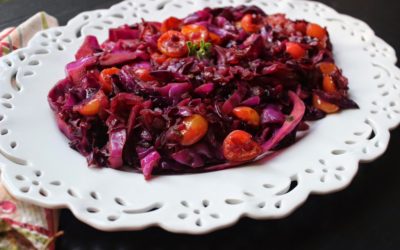 Braised Balsamic Red Cabbage with Cherries