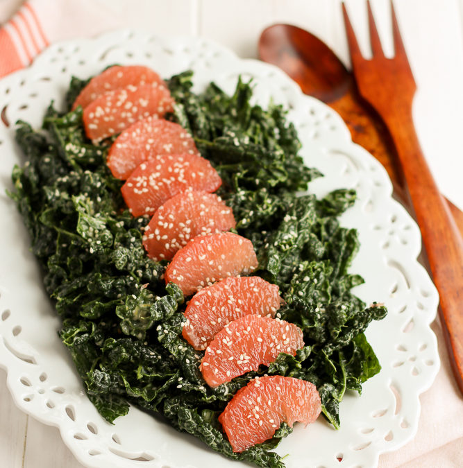 Kale & Grapefruit Salad with Creamy Lemon Tahini Dressing